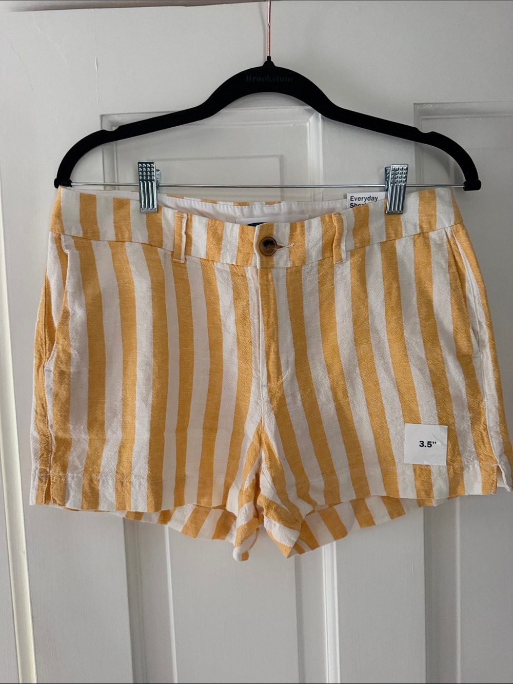 Old Navy Stripe High-Rise Linen Blend Shorts - Yellow/White 6 NWT